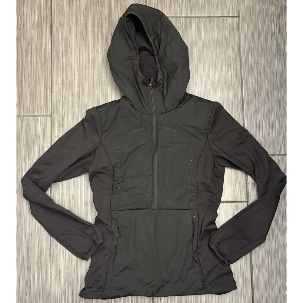 Lululemon Run For Cold 1/2 Zip Pullover Jacket Women's Size 6 Black